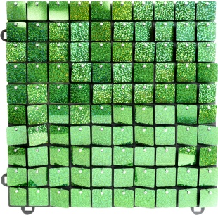 Декоративная панель Пайетки, Лазерные точки, 30*30 см. Зеленый, Голография, 1 шт.