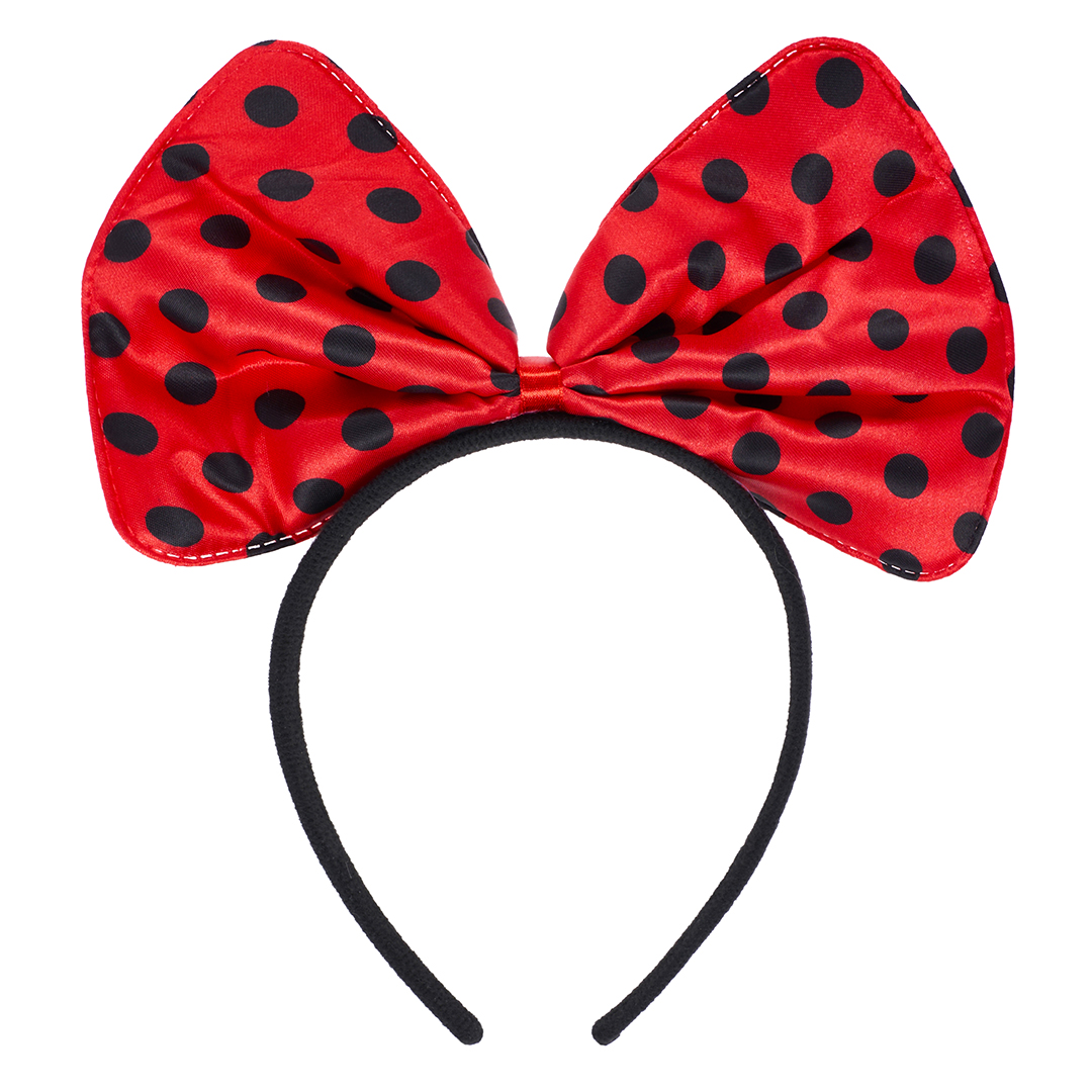 Ободок Бант, Черные точки, Красный, 1 шт. 