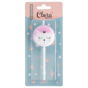 Свеча Фигура, Котенок Принцесса, 4,5*4,5 + 7 см, 1 шт. с держат.