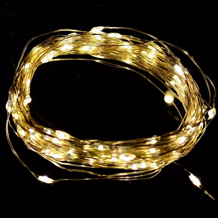 Светодиодная гирлянда, Роса 50 Led, IP14, 5 м. Теплый белый, 1 шт.