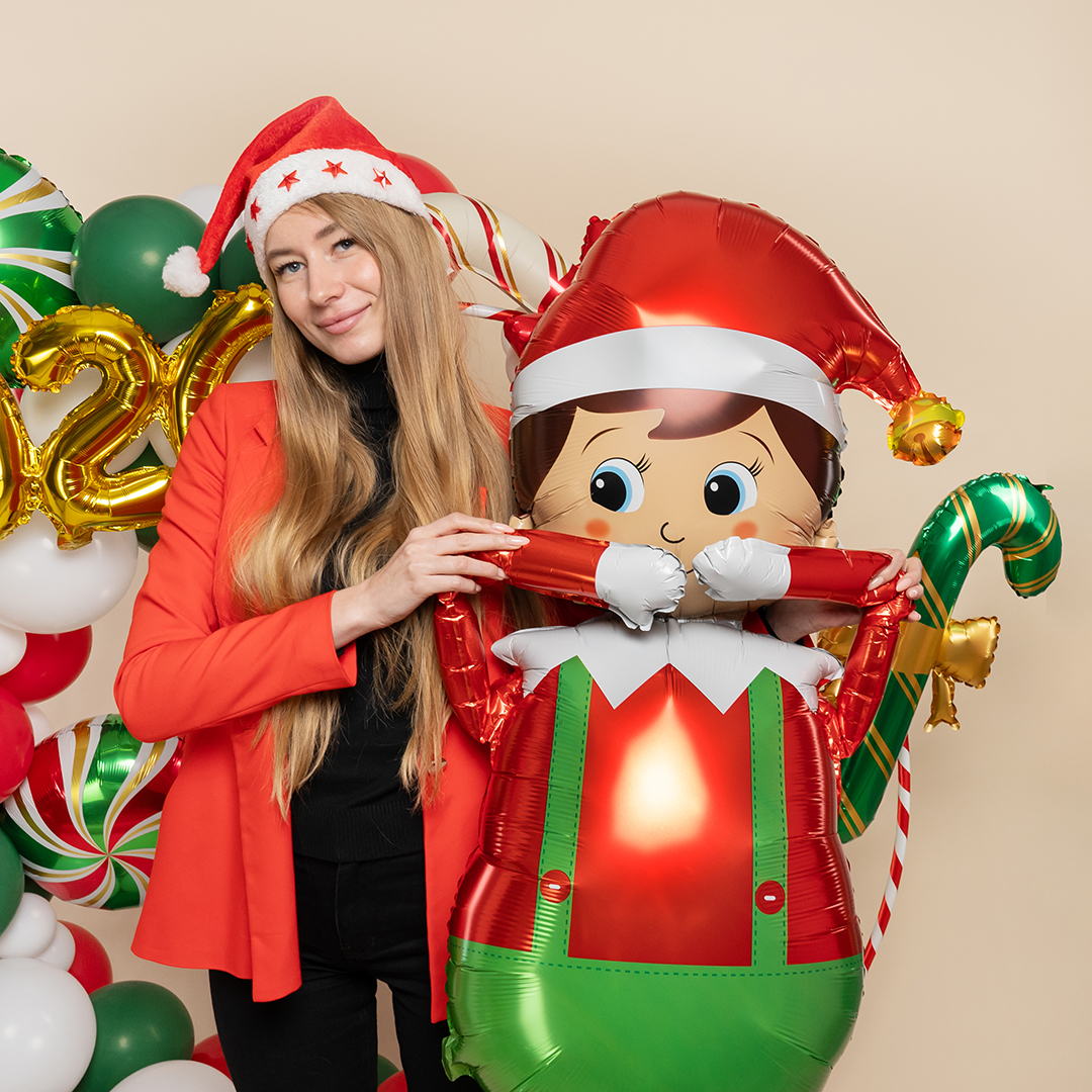 Шар 3D (65''/165 см) Ходячая Фигура, Новогодний эльф, 1 шт. в уп.