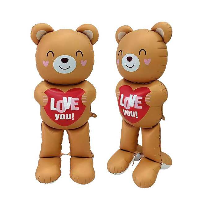 Шар (61''/155 см) Фигура 3D, Мишка с сердцем, 1 шт. в уп.