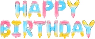 Набор шаров-букв (16''/41 см) Мини-Надпись "Happy Birthday", Нежная радуга, Градиент, 1 шт. в уп.