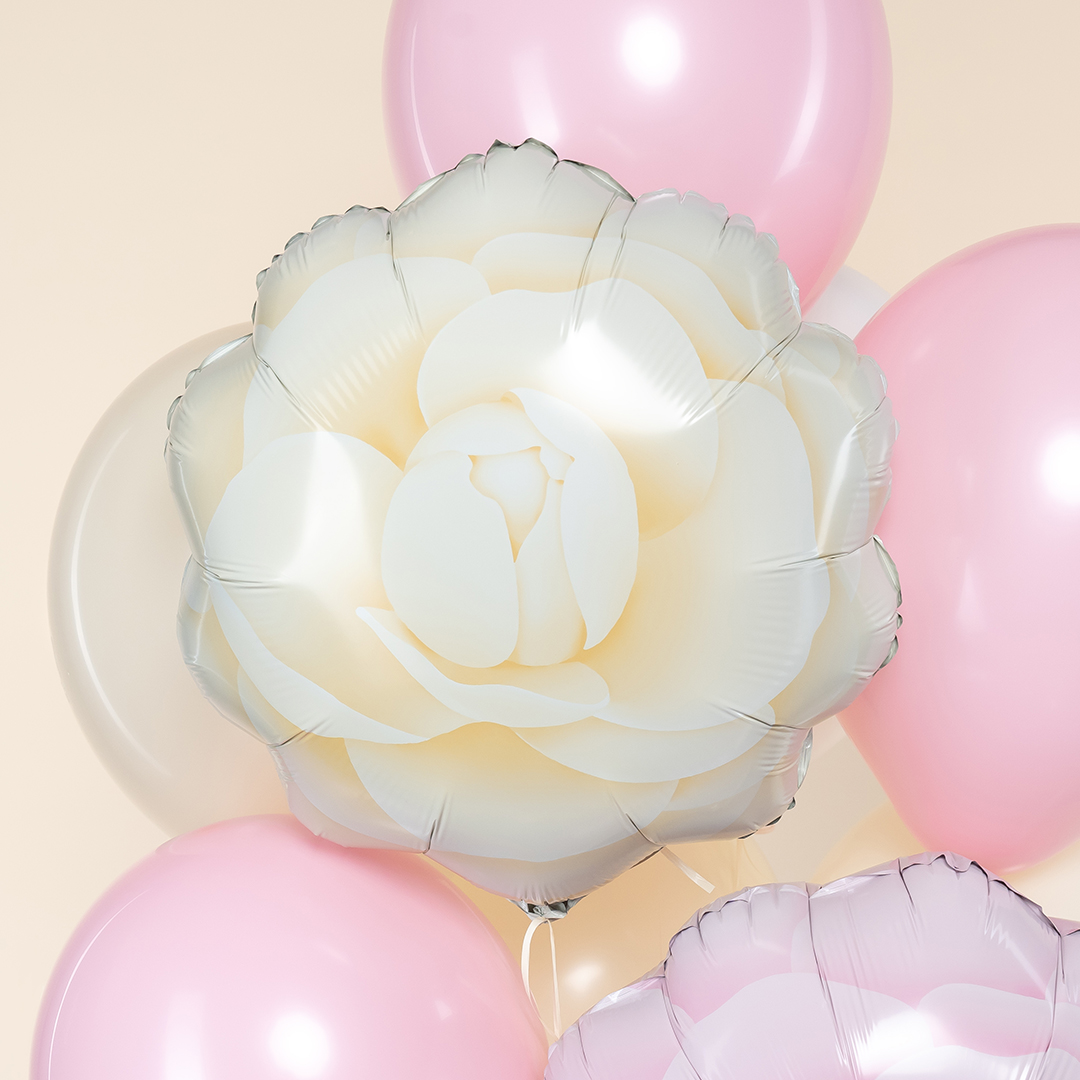 Шар (19''/48 см) Цветок, Камелия, Кремовый, 1 шт.