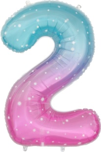 Шар (34''/86 см) Цифра, 2 Нежные искры, Розовый, Градиент, 1 шт. в уп.