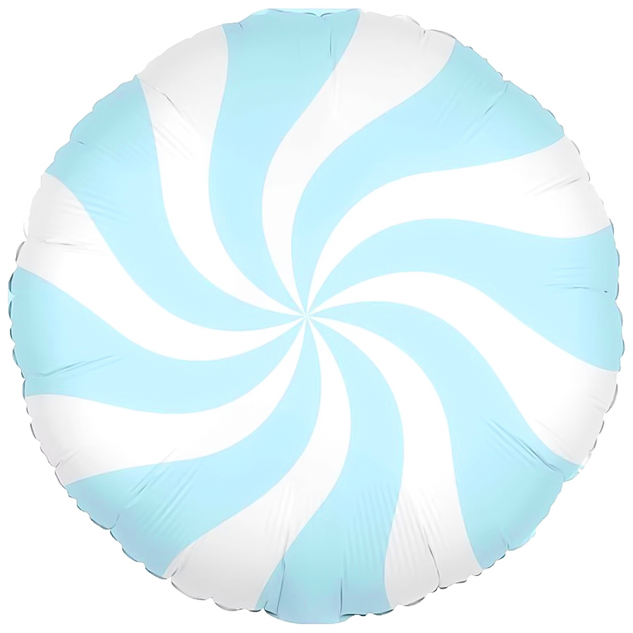 Шар (18''/46 см) Круг, Леденец, Голубой/Белый, 1 шт.