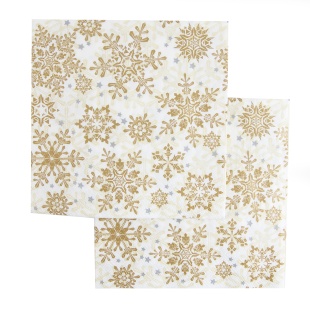 Сервировочные салфетки, Золотые снежинки, 33*33 см, 20 шт.