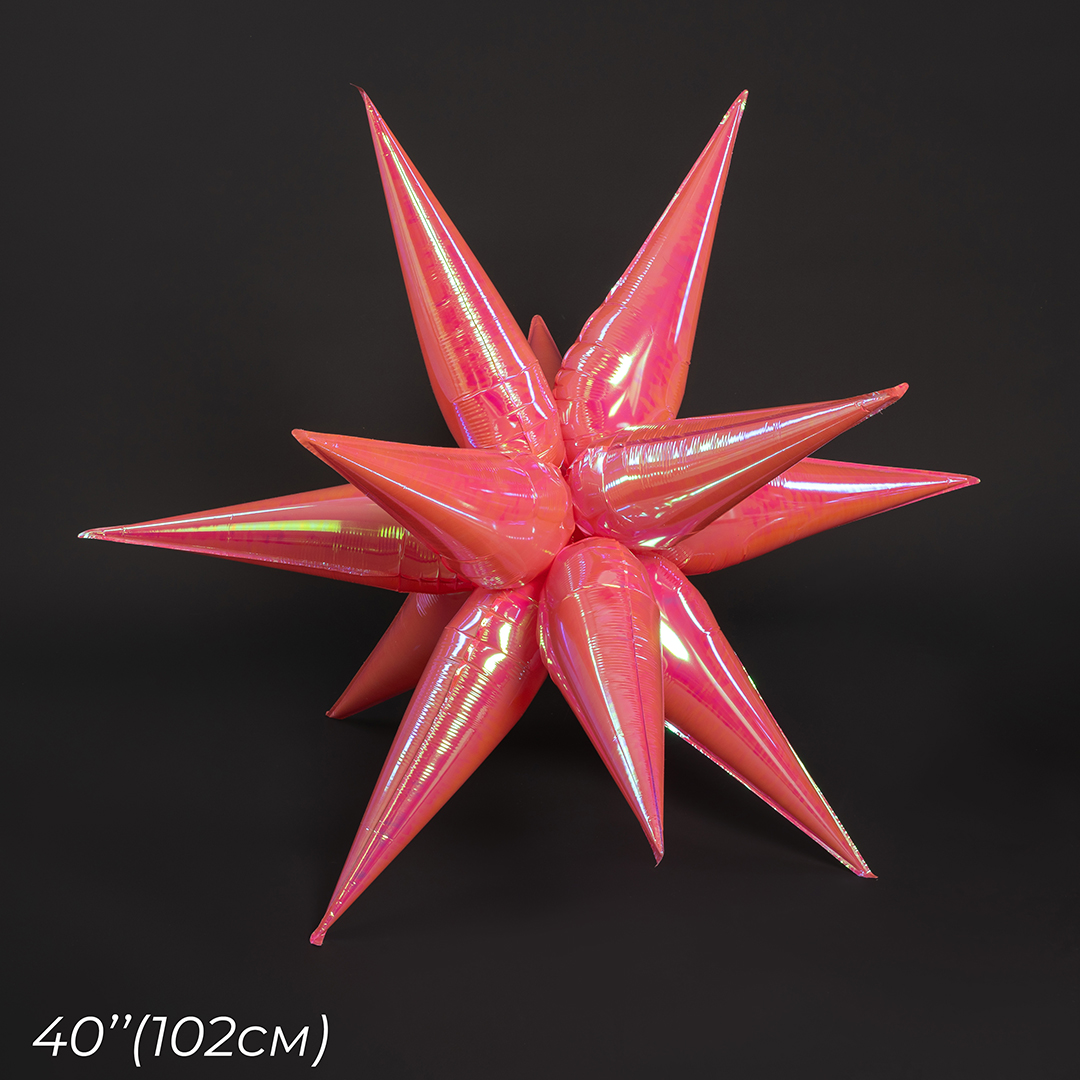 Шар 3D (40''/102 см) Звезда, Составная, Розовый, Хамелеон, 1 шт. в уп.