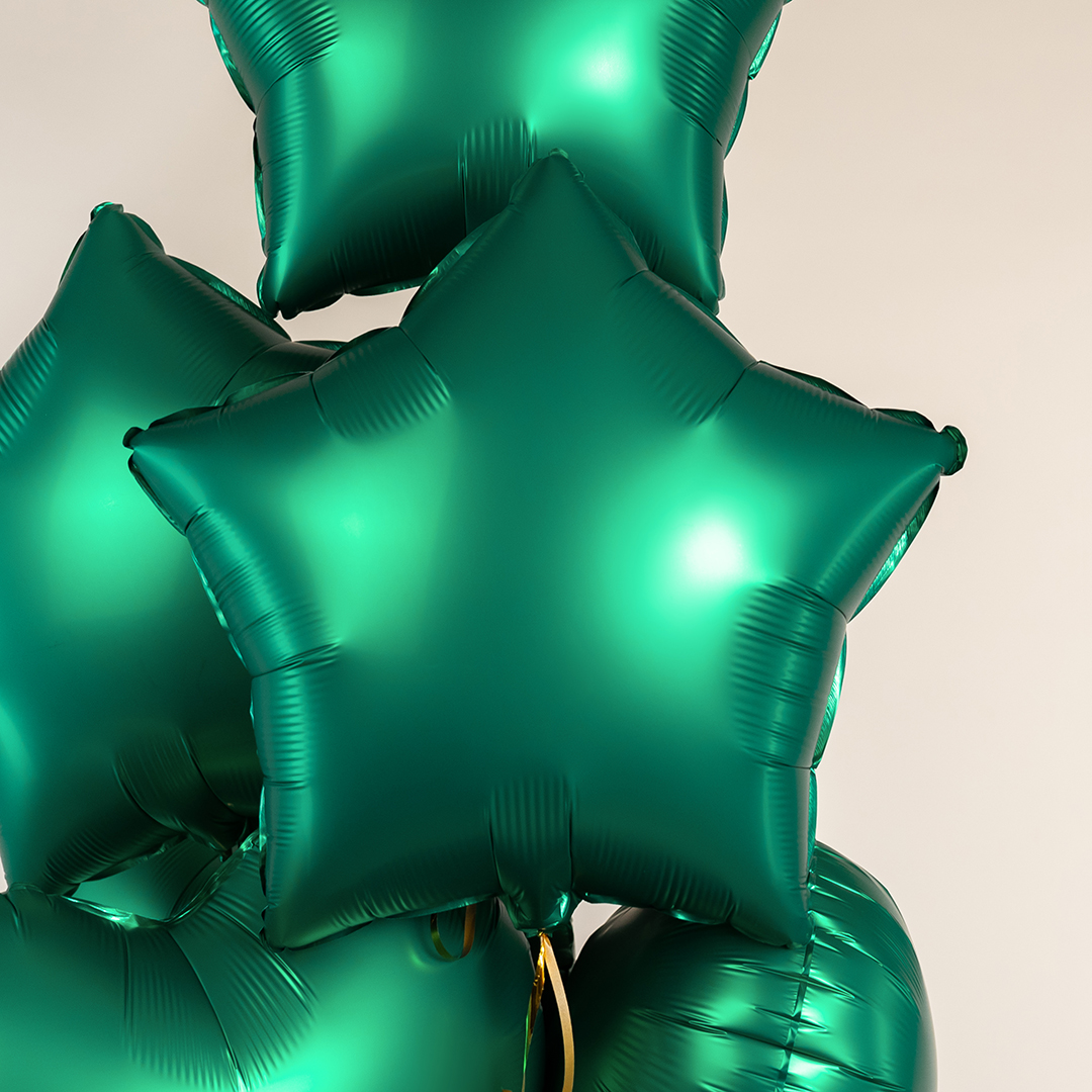 Шар (18''/46 см) Звезда, Бирюзовый, Сатин, 1 шт.