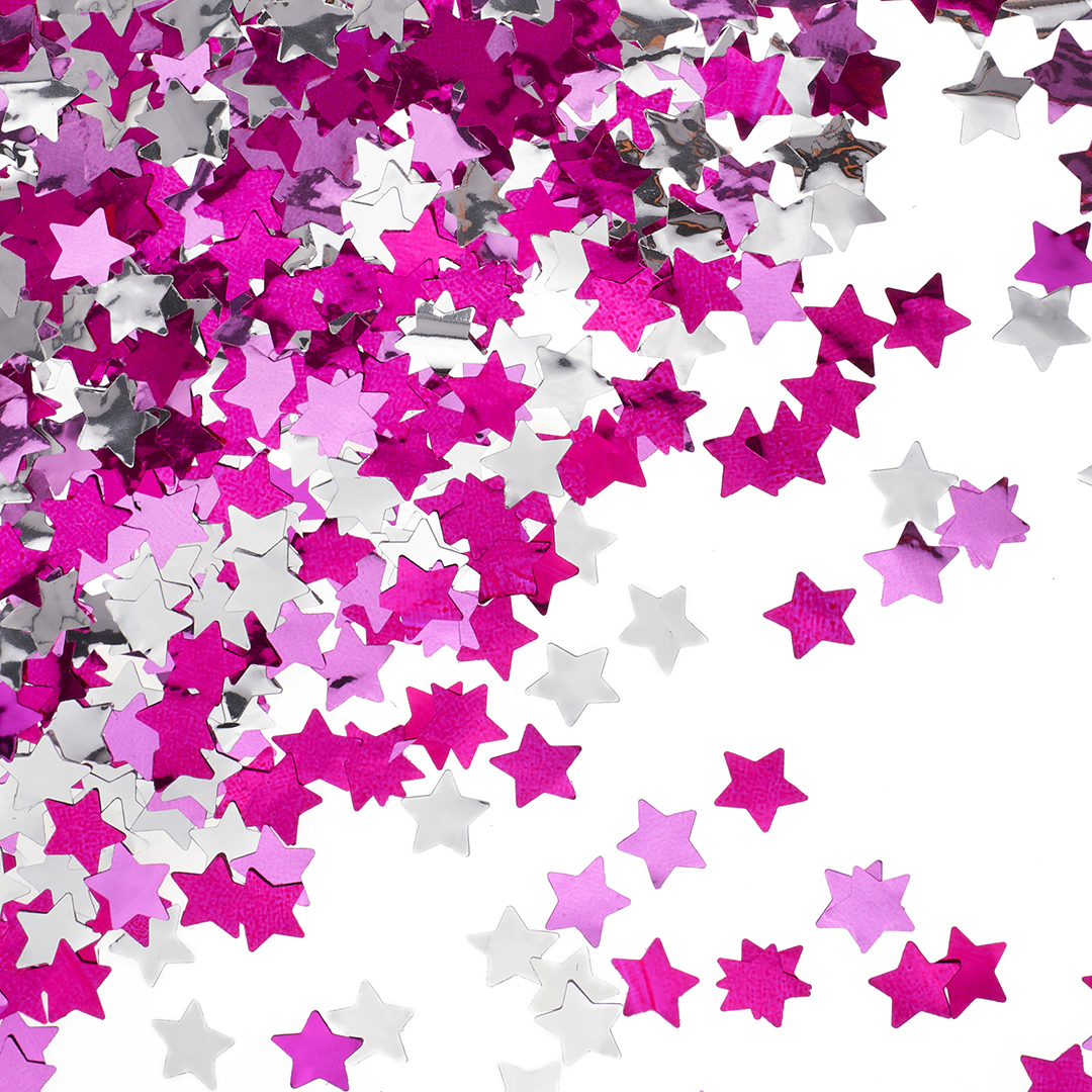 Конфетти фольга Звезда, Розовый микс, Металлик, 1,5 см, 50 г.