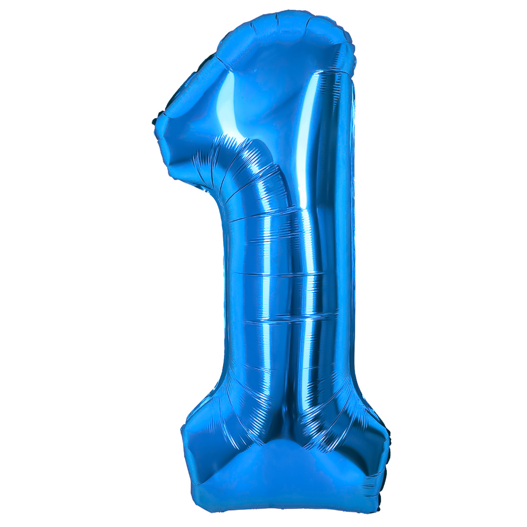 Шар (40''/102 см) Цифра, 1, Синий, 1 шт. в уп.