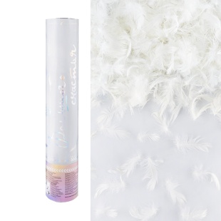 Пневмохлопушка (12/30 см), Большого Счастья, Перья, Белый, 1 шт.