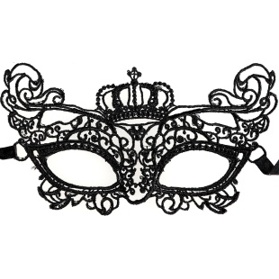 Маска кружевная, фигурная, Королева, Черный, 16*24 см, 1 шт. 