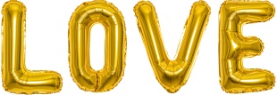 Набор шаров-букв (16''/41 см) Мини-Надпись "LOVE", Золото, 1 шт. в уп.