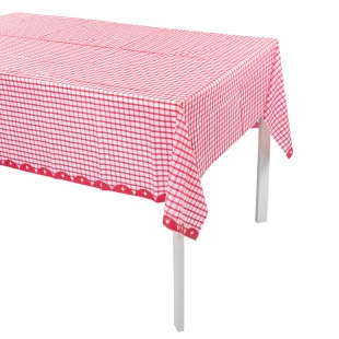 Скатерть одноразовая, Праздничные клеточки, Красный, 137*183 см, 1 шт.