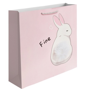 Пакет подарочный, 210гр, Пушистые хвостики, Дизайн №4, 26*32*11 см, 1 шт.