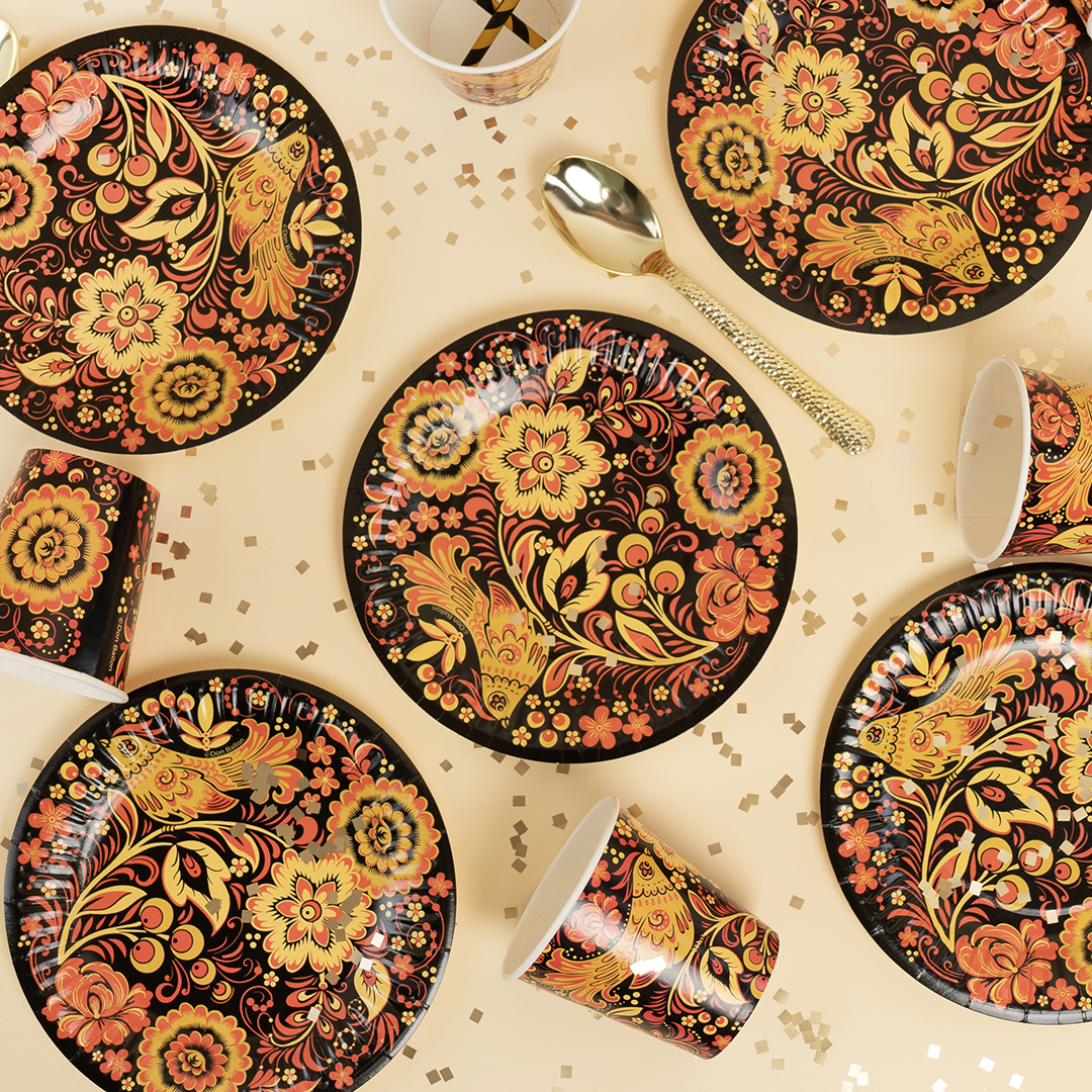 Тарелки (7''/18 см) Хохлома, 6 шт.