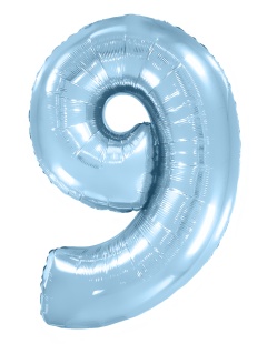 Шар (40''/102 см) Цифра, 9, Голубой, Макарунс, 1 шт. в уп.