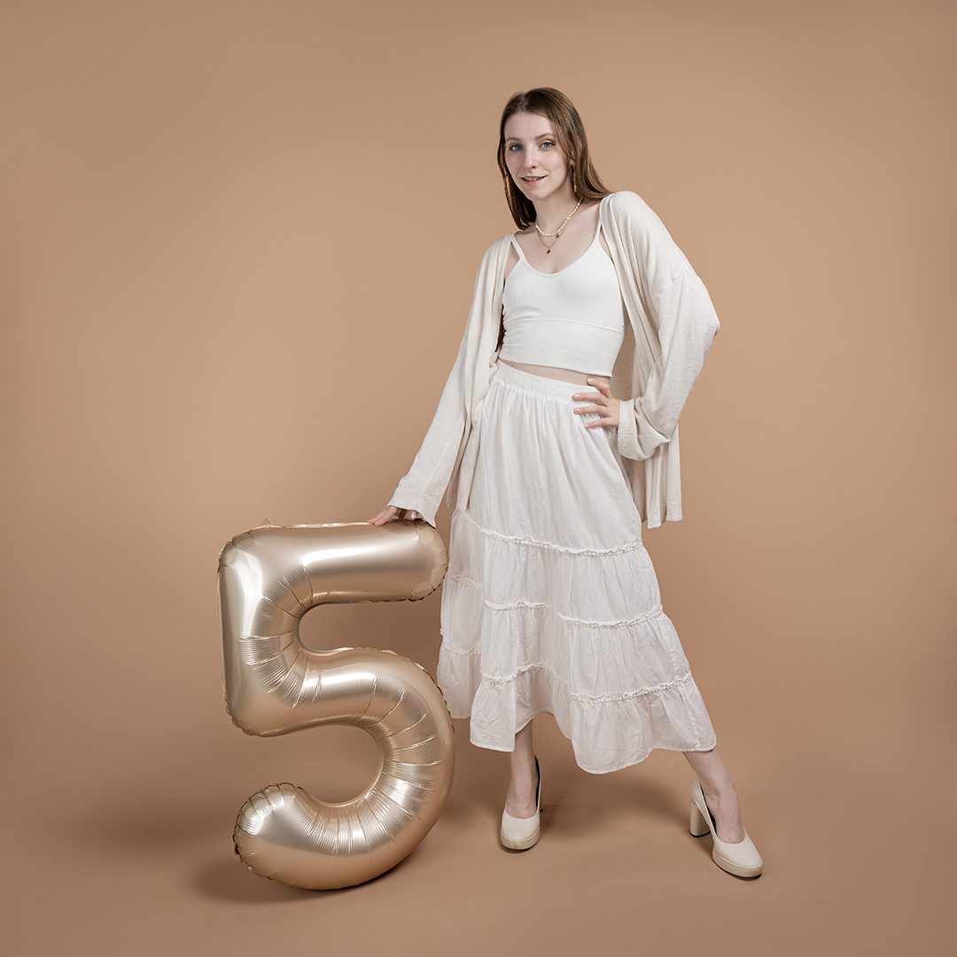 Шар (40''/102 см) Цифра, 5 Slim, Звездное Золото, Матовый, 1 шт.