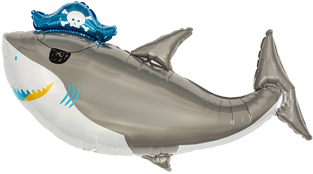 Шар (38''/97 см) Фигура, Акула Пират (повязка флибустьера), 1 шт.