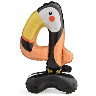 Шар (23''/58 см) Цифра на подставке, 4 Зверята, Тукан, 1 шт. в уп.