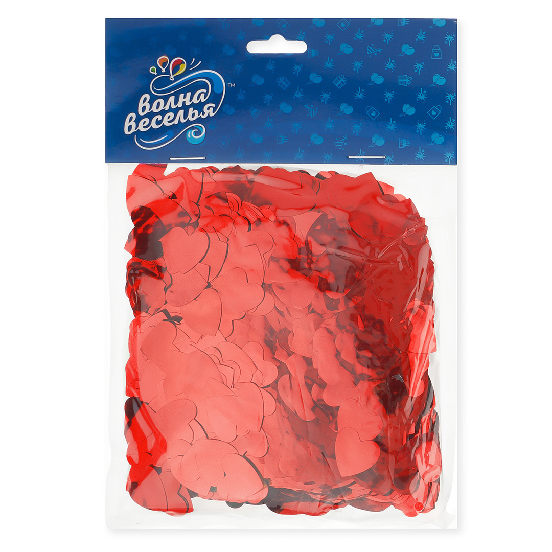 Конфетти фольга Сердце, Красный, Металлик, 1,5 см, 50 г.