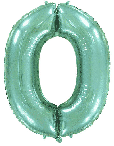 Шар (40''/102 см) Цифра, 0, Тиффани, 1 шт. в уп.
