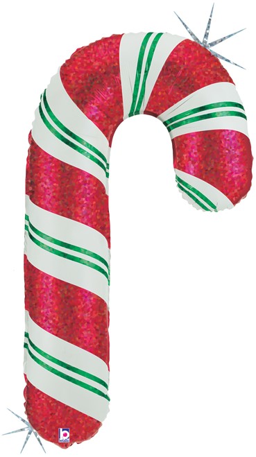 Шар (35''/89 см) Фигура, Леденец трость, Красный, Голография, 1 шт.