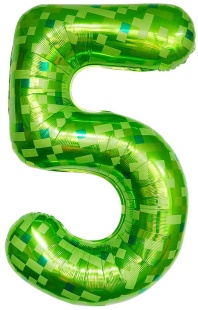 Шар (40''/102 см) Цифра, 5 Пиксели, Зеленый, 1 шт. в уп.