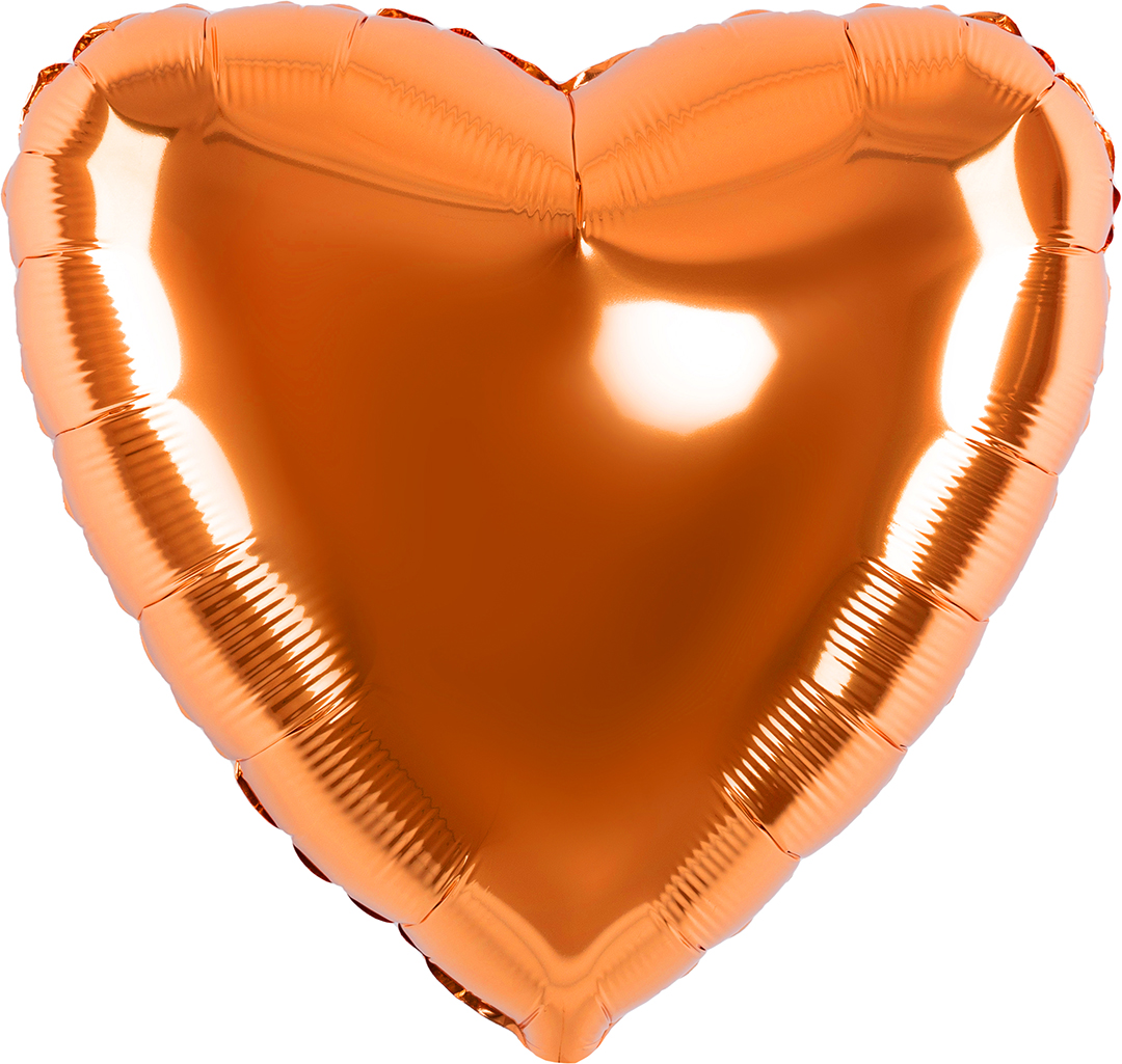 Шар (18''/46 см) Сердце, Оранжевый, 1 шт.