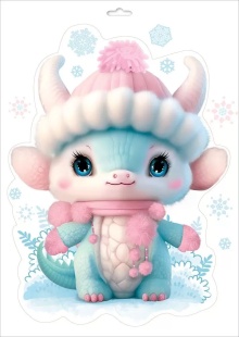 Наклейка Новогодний динозаврик, 23,7*33,2 см, 1 шт.