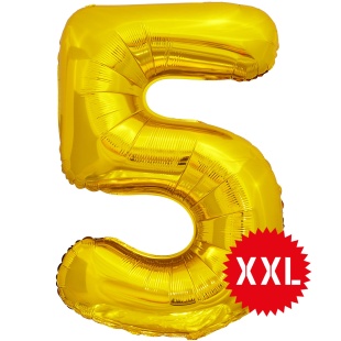 Шар (50''/127 см) Цифра, 5 XXL, Золото, 1 шт. в уп.