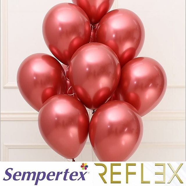 Шар (12''/30 см) Reflex, Зеркальный блеск, Красный (915), хром, 50 шт.