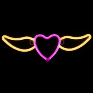 Световая фигура Сердце, с крыльями, 11*35 см. Розовый/Теплый белый, 1 шт.