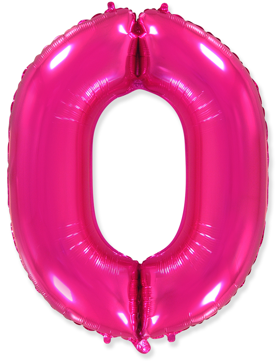 Шар (40''/102 см) Цифра, 0, Фуше, 1 шт.