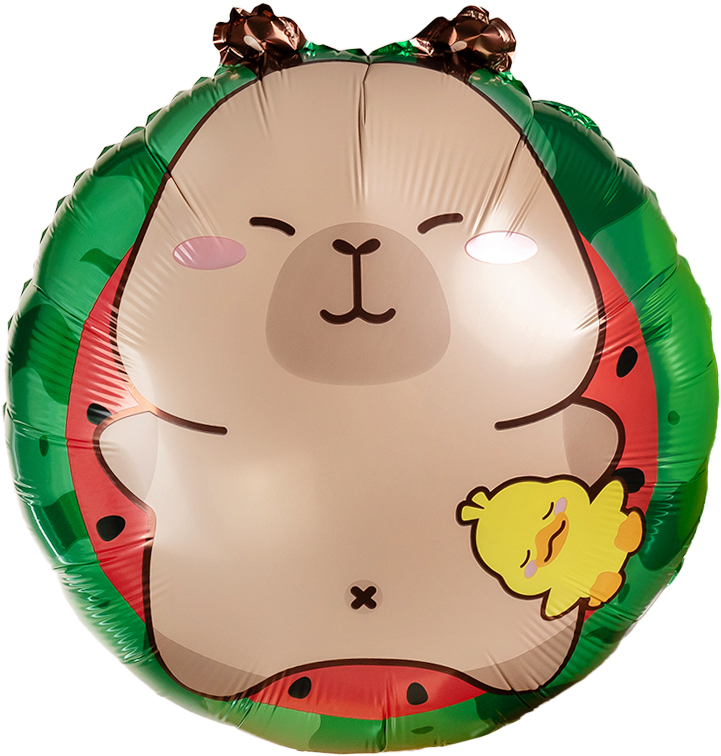 Шар (23''/58 см) Фигура, Капибара с утенком, 1 шт.