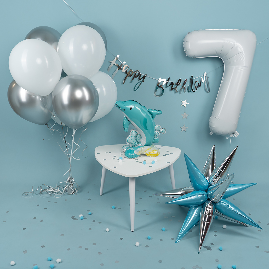 Гирлянда Happy Birthday (курсив), Серебро, Металлик, 500 см, 1 упак.