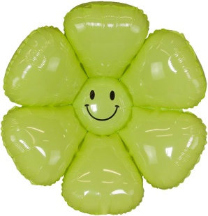 Шар (28''/71 см) Цветок, Ромашка Улыбка (надув воздухом), Зеленый, 1 шт.