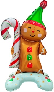 Шар 3D (25''/64 см) Фигура на подставке, Пряничный человечек, 1 шт. в уп.