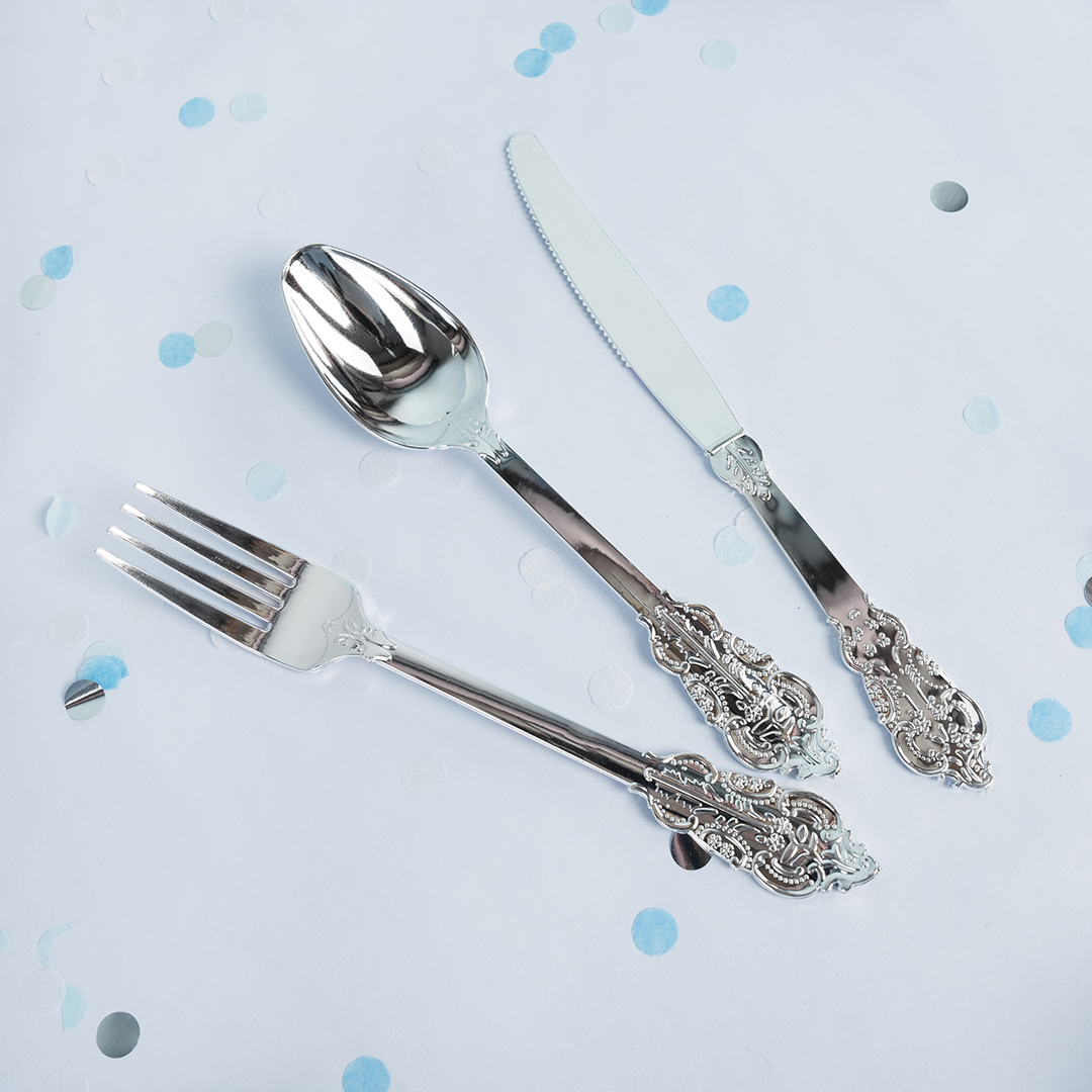 Ножи, Барокко, Серебро, Металлик, 20 см, 10 шт. в упак. 