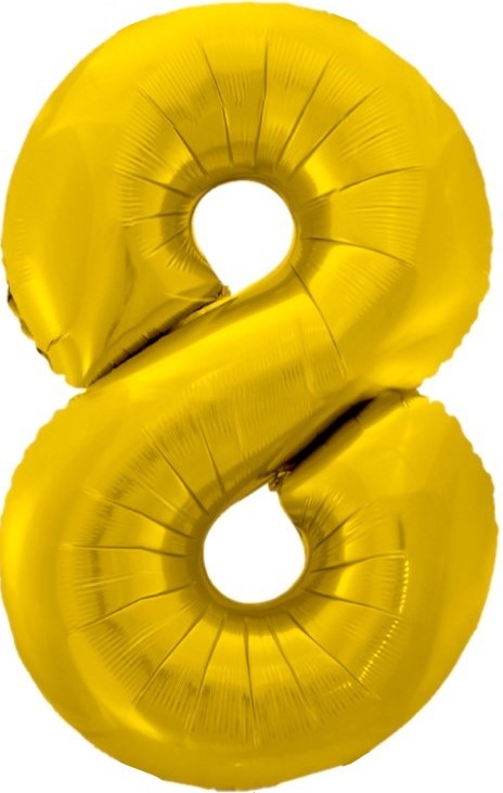Шар (34''/86 см) Цифра, 8, Золото, 1 шт. в уп.