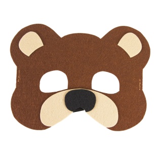 Маска карнавальная, из фетра, Медвежонок, Коричневый, 17*13 см, 1 шт. 