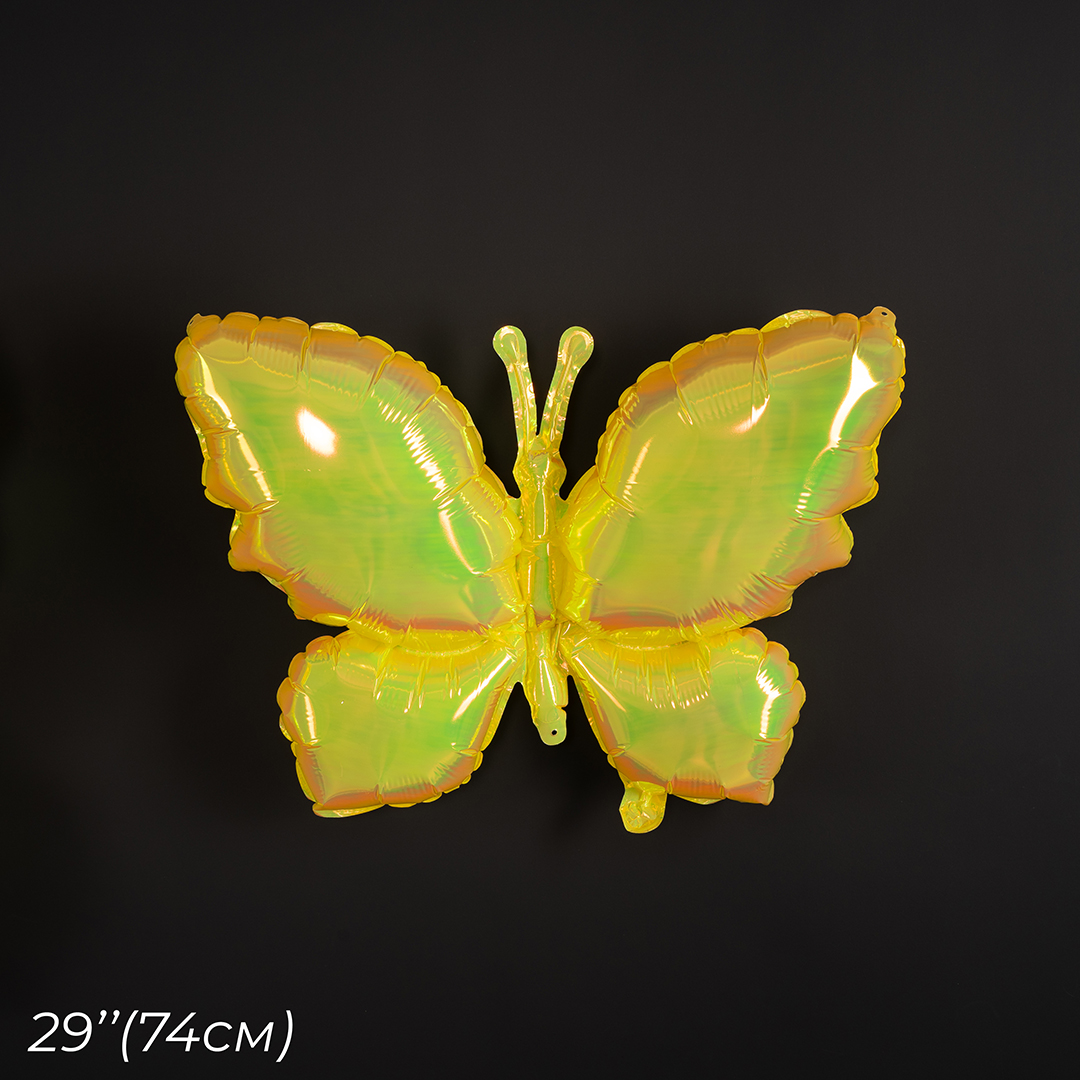 Шар (26''/66 см) Фигура, Бабочка (надув воздухом), Желтый, Хамелеон, 1 шт. в уп.