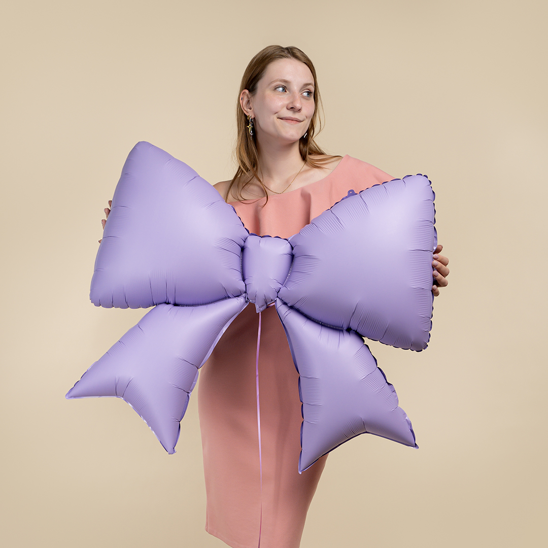 Шар (39''/99 см) Фигура, Бант, Сиреневый, Сатин, 1 шт. в уп.