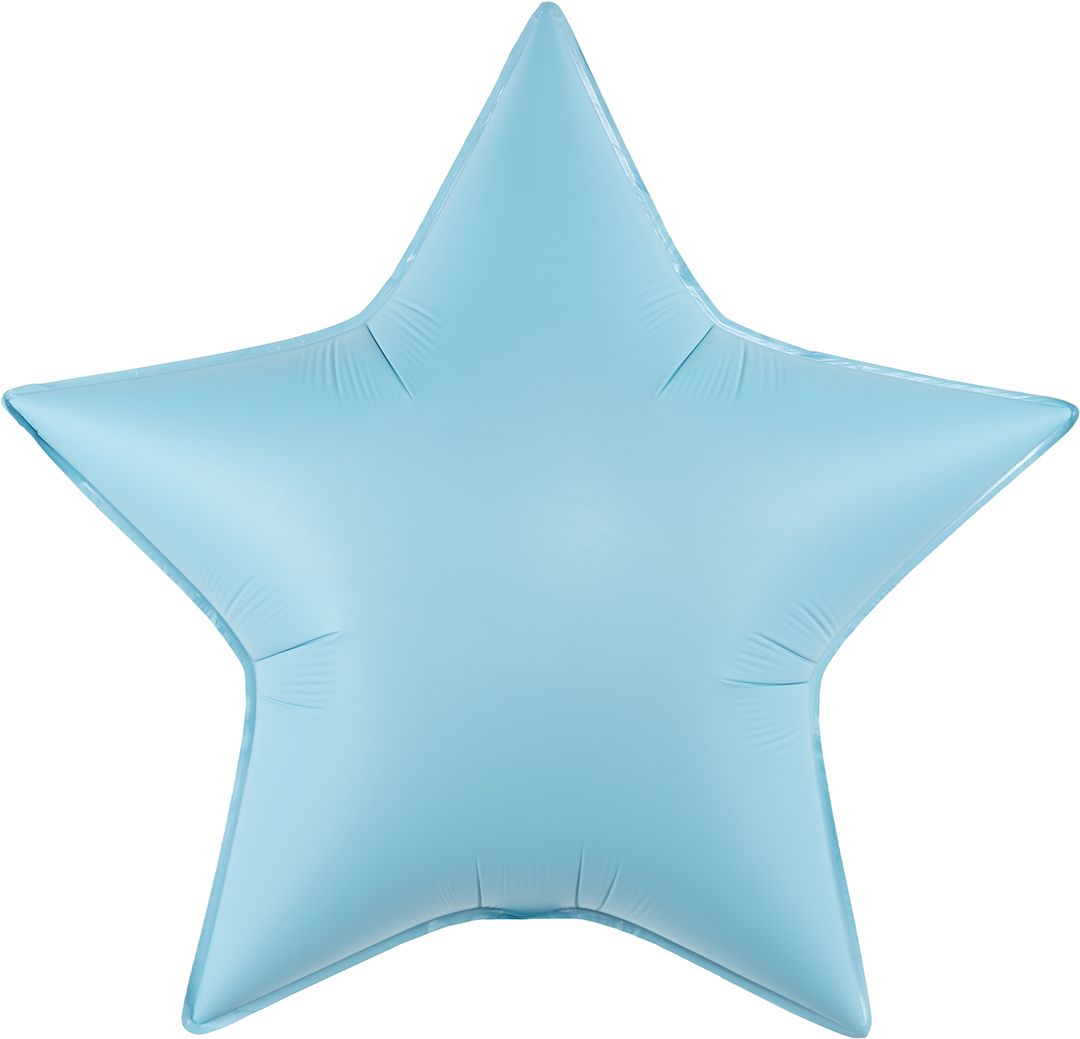 Шар (30''/76 см) Звезда, Голубой, Сатин, 1 шт. в уп.