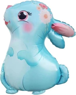 Шар (28''/71 см) Фигура, Милый зайка, Голубой, 1 шт.