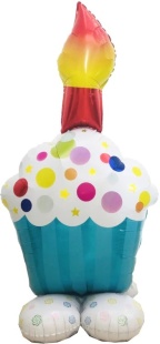 Шар 3D (55''/140 см) Фигура на подставке, Кекс со свечкой, 1 шт. в уп.