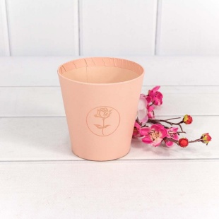 Коробка для цветов, Ваза, Тиснение Цветок, Персиковый, 10,7*10,6 см, 1 шт. 