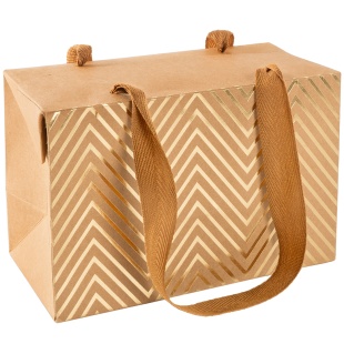 Пакет-коробка, Крафт 230гр, Роскошь золота, Дизайн №2, Металлик, 12*18*9 см, 1 шт.