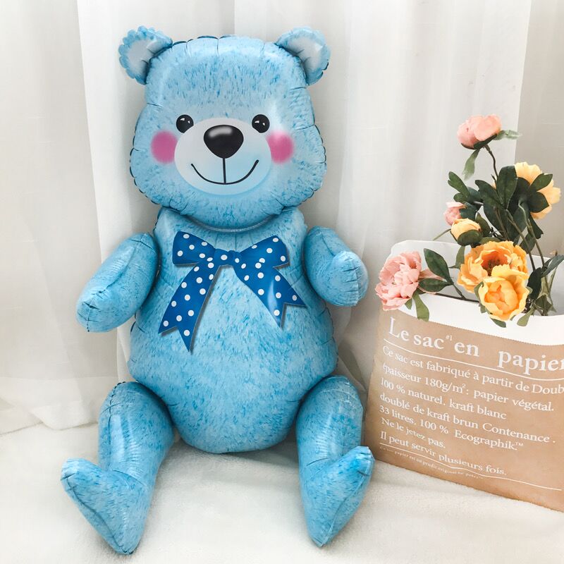 Шар (22''/56 см) Фигура 3D, Сидячий мишка, Голубой, 1 шт. в уп.